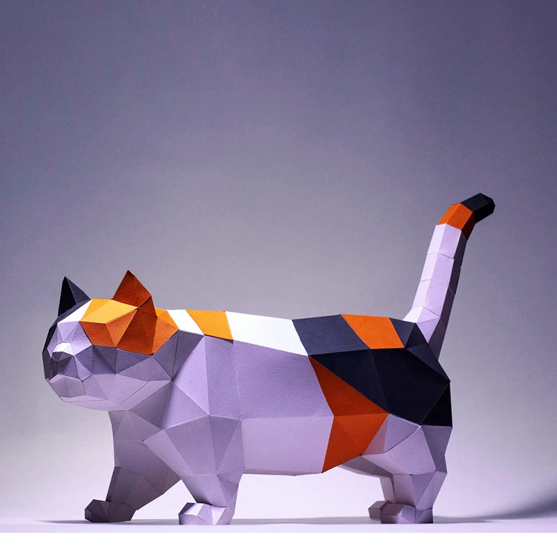 Кошка животное котенок бумажная модель Papercraft 3D домашний декор украшение для
