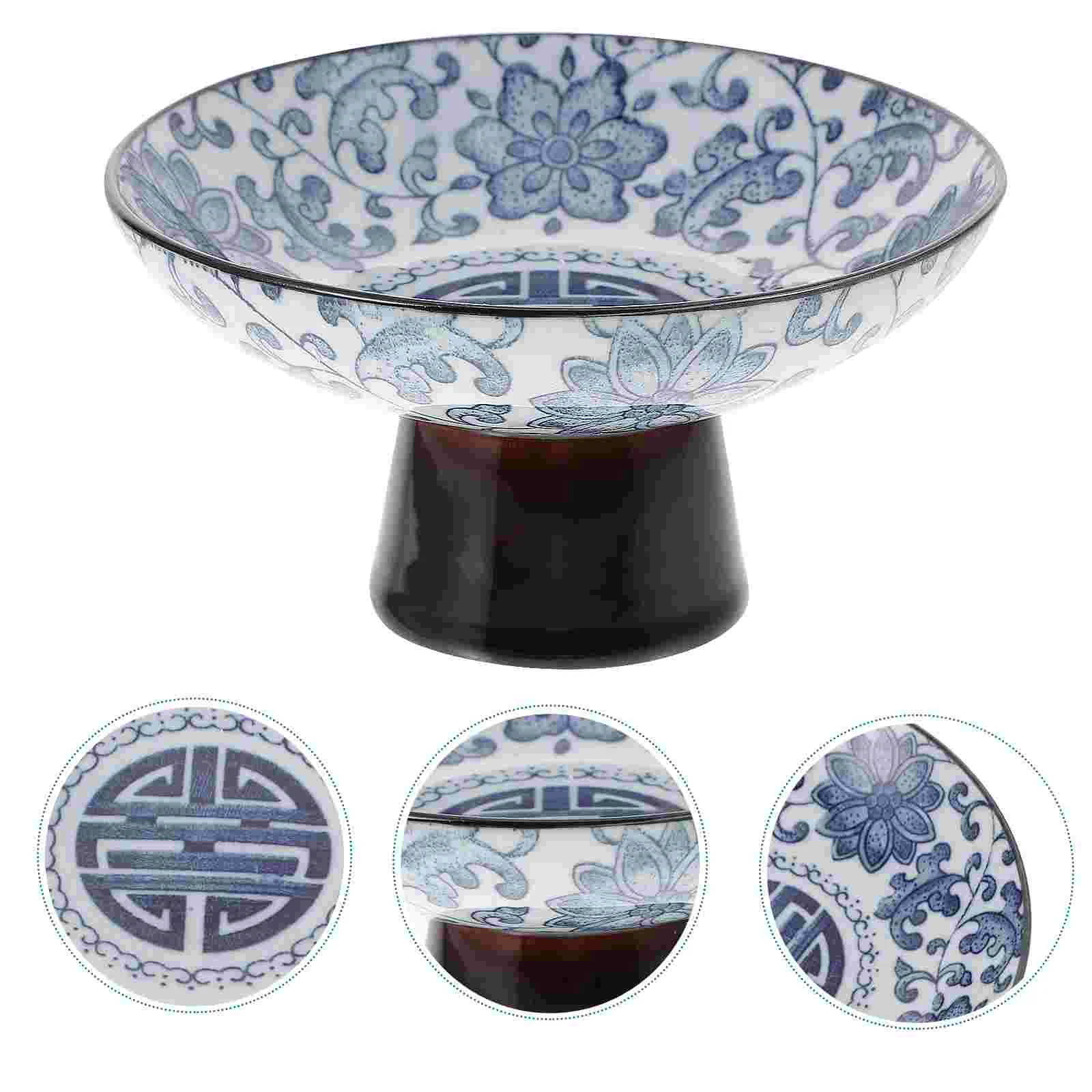 

Bowl Fruit Ceramic Plate Footed Serving Tray Stand Dessert Food Cake Decorative Bowls Display Snack Plates Black Dish Holder