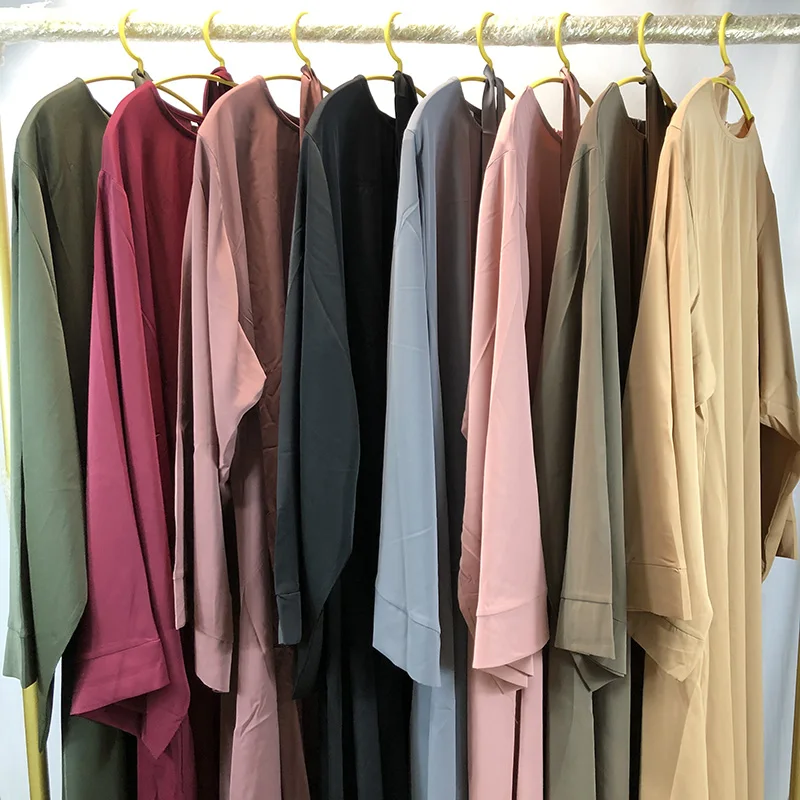 Modest Abaya High Quality Nida Maxi Dress Dubai Fashion Muslim Islamic Clothing Solid Color Long Sleeve Women Robe Dropshipping