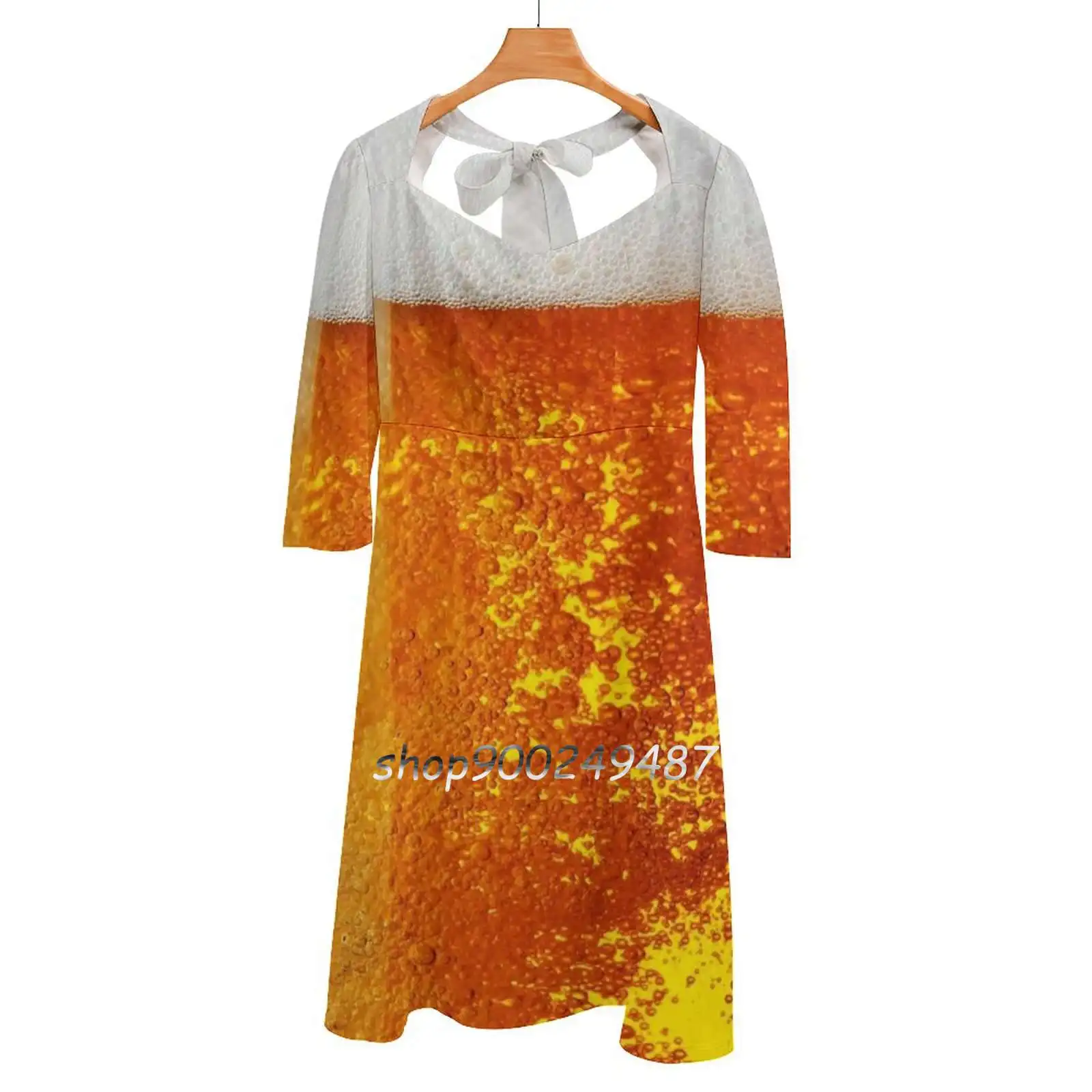 

Beer Mug Evening Party Dresses Midi Sexy Dress Female Sweet One Piece Dress Korean Beer Bee Beer Foam Glass Beverage Alcoholic