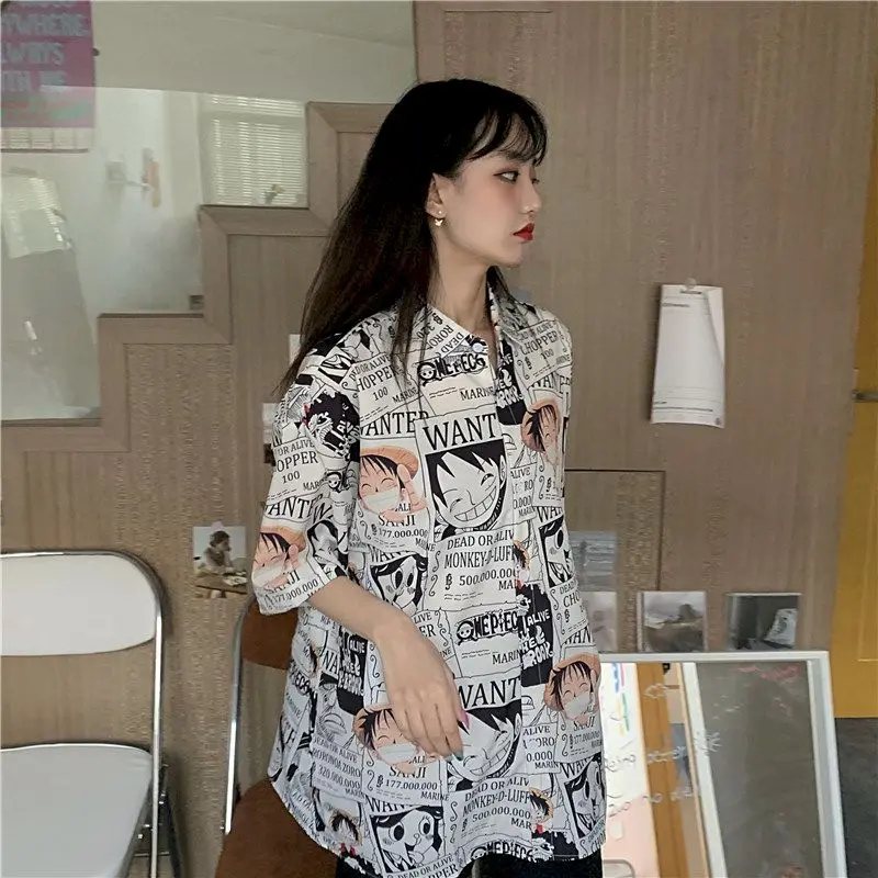 Женская свободная рубашка с коротким рукавом Корейская блузка в гонконгском