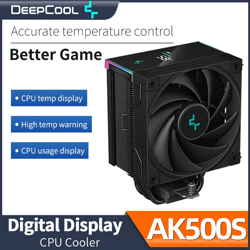 

DeepCool AK500S Digital Display CPU Air-cooled Radiator 5 Heatpipe Thick Tower LGA1700 2011 2066 115X 1200 AM4 AM5 CPU Cooler