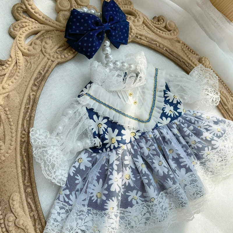 

Doll Clothes Dress Chrysanthemums Flower Bowknot for 15cm 20cm 40cm Plush Doll