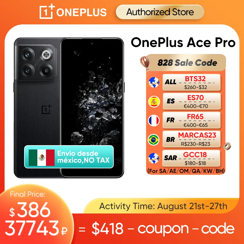 Global Rom OnePlus Ace Pro 5G 10T 10 T Gaming Mobile Smartphone Snapdragon 8+ Gen 1 150W SuperVooc Charge 6.7 AMOLED Display