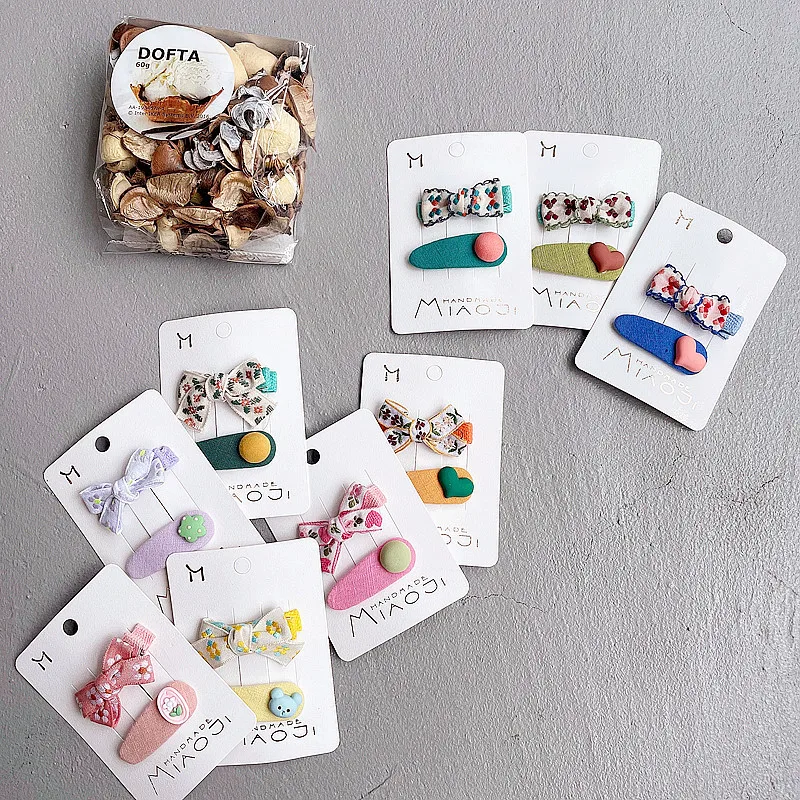 

2Pcs/set Korean Style Hair Clips for Kids Vintage Embroidery Flower Bow Duckbill Clip Hairpins Barrettes Girls Hair Accessories