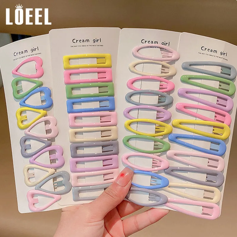 

8-10Pcs/Set 2022 New Women Girls Candy Color Waterdrop Hairpins Heart Hair Clips Geometric Barrettes Fashion Hair Accessories