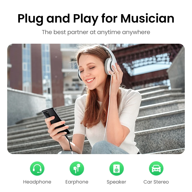 Адаптер для наушников UGREEN с разъемом USB Type-c на 3 5 мм аудиоразъем AUX