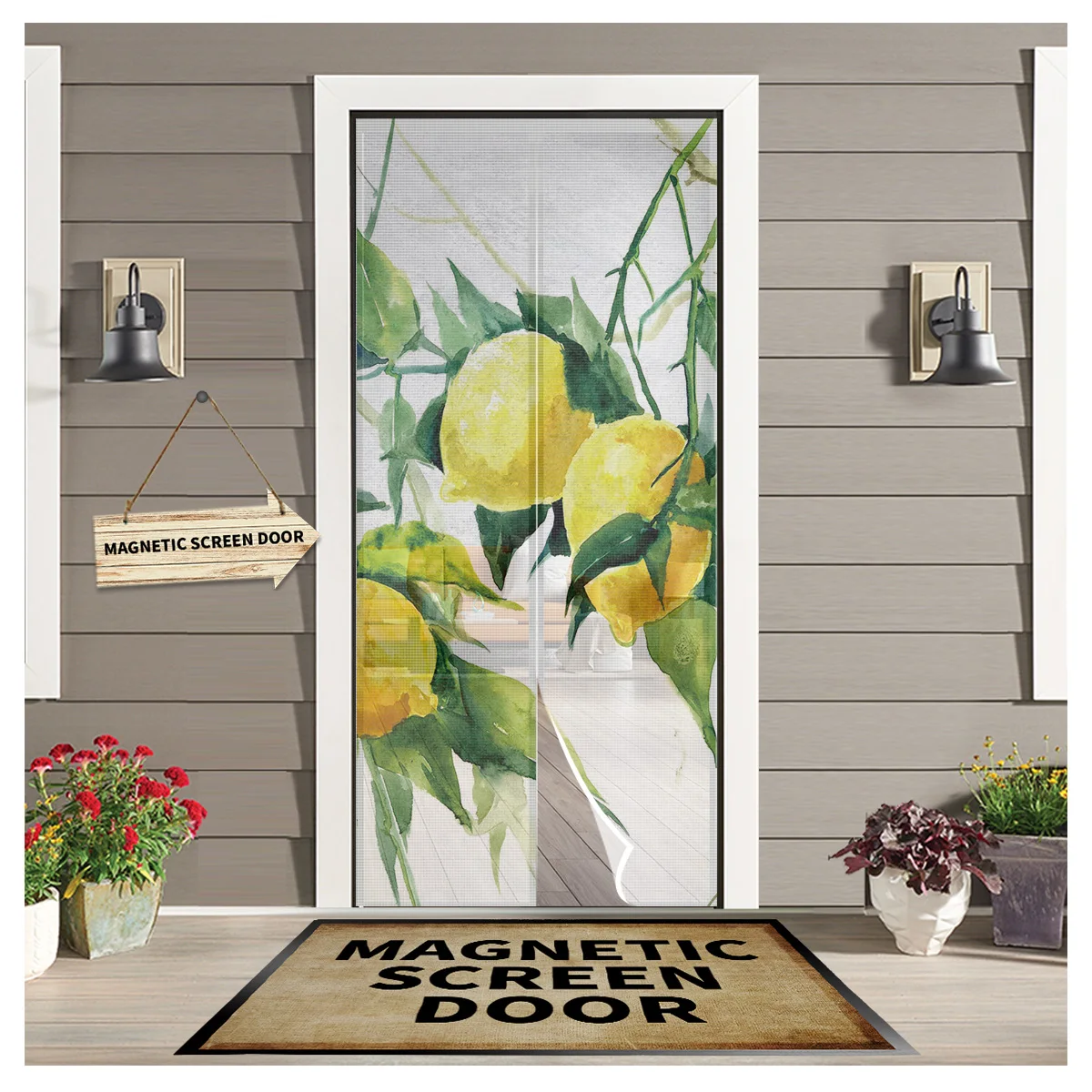 

Магнитная занавеска с листьями лимона, сетка от комаров, для окон и дверей, кухни, защита от насекомых