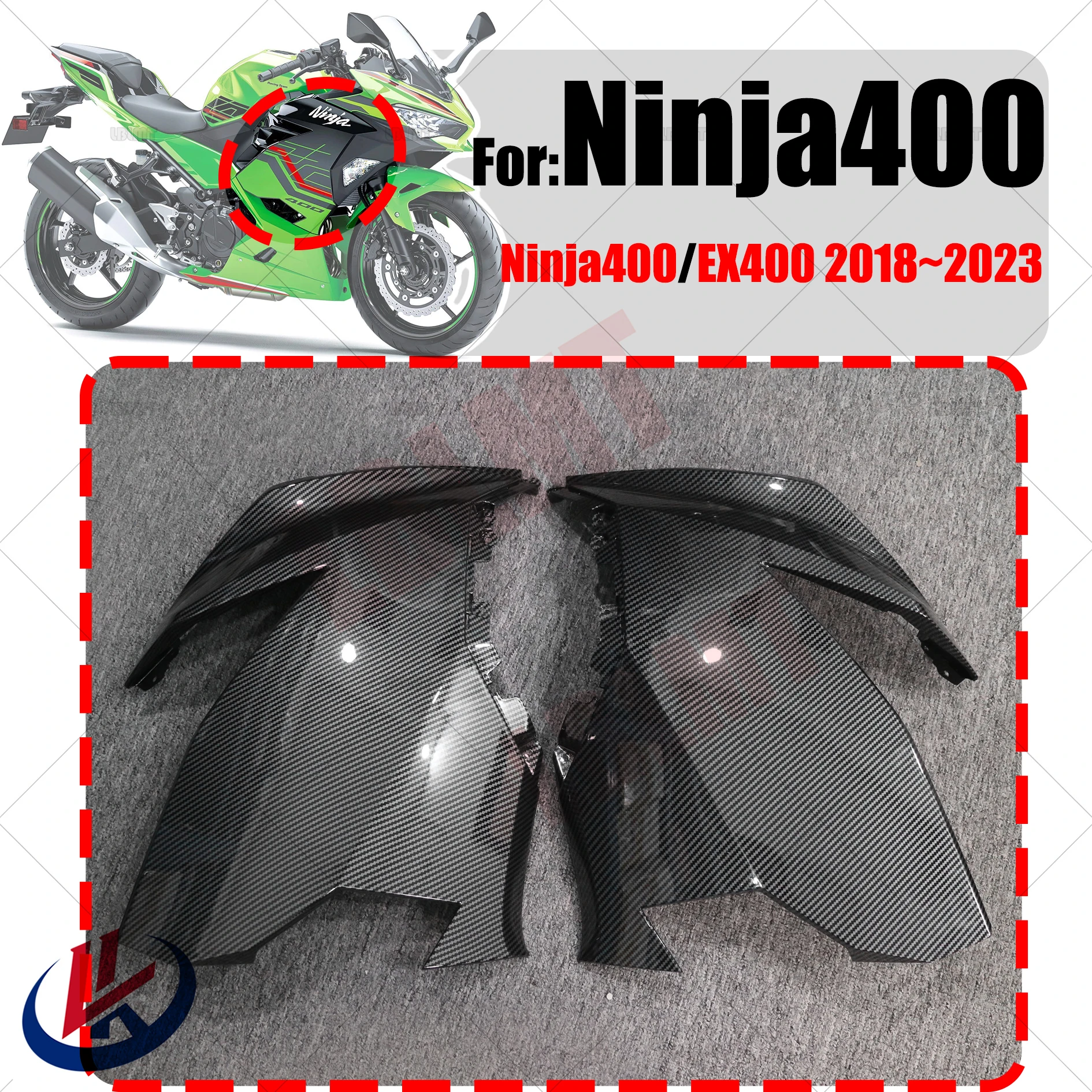 

For Kawasaki Ninja400 Ninjia400 ZX400 EX400 2018 2019 2020 2021 2022 2023 Body fairing body kit left and right side panels