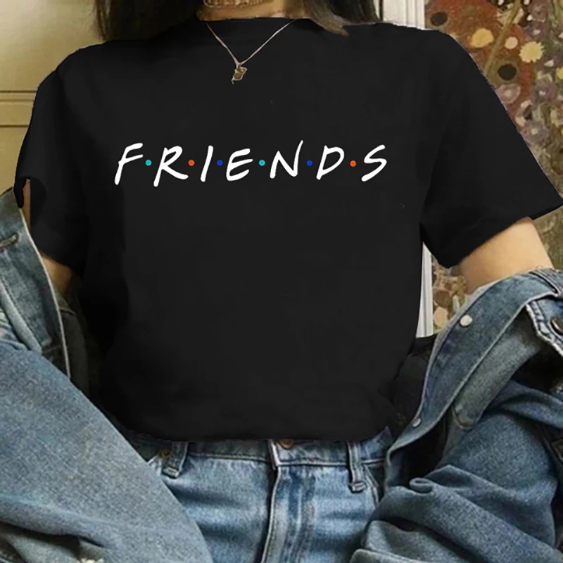 

Y2k летняя одежда для женщин, друзья, ТВ-шоу, кавайная мультяшная уличная одежда в стиле Харадзюку, женская модная графическая футболка, топ, футболка