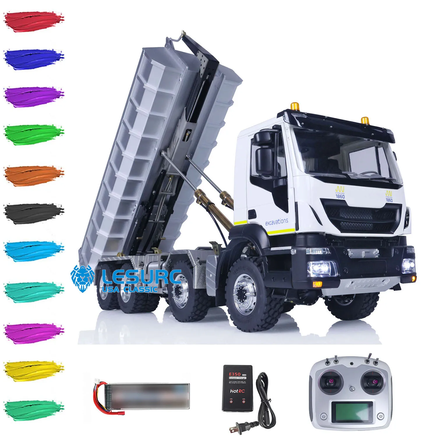 głosem LESU 8x8 1/14 Hydrauliczna zdalnie sterowana model pojazdu z hakiem ogonowym Obrotowe światło