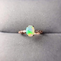 oval 6x8mm faceted opal natural birthstone opal ring engagement wedding rings 925 sterling silver jewelry