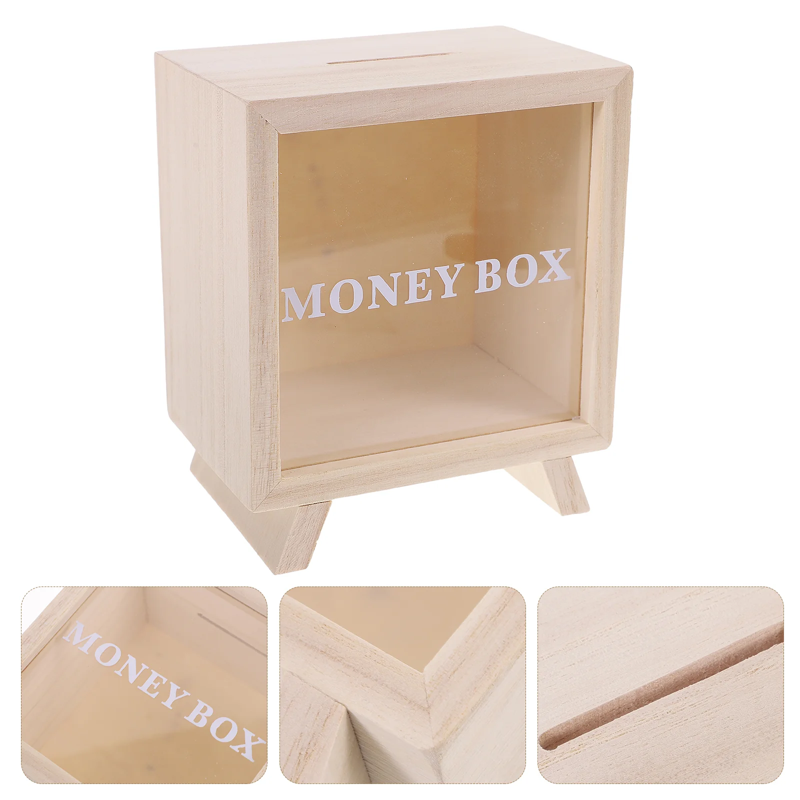 

Bank Piggy Money Coin Box Saving Wooden Savings Jar Shadow Unopenable Travel Fund Clear Adults Frame Personalized Transparent