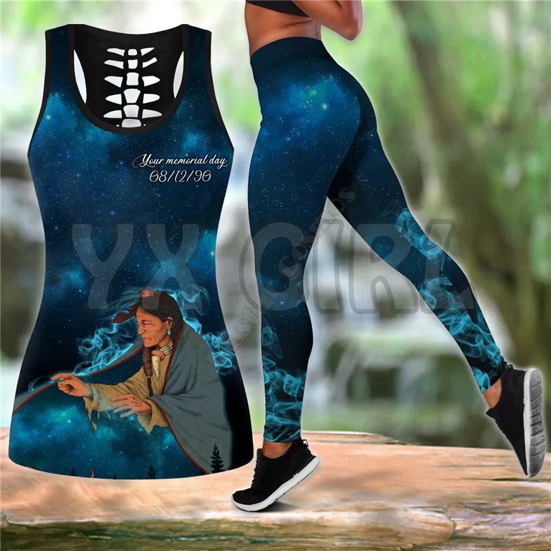 Женский комплект для йоги The Earth-Native топ с 3D-принтом и леггинсы комбинированная