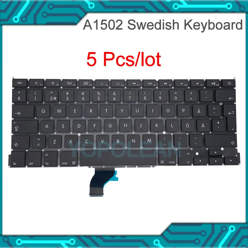 Новая шведская клавиатура 5 шт./лот для Macbook Pro Retina 13 дюймов A1502 2013 2014 2015 года |