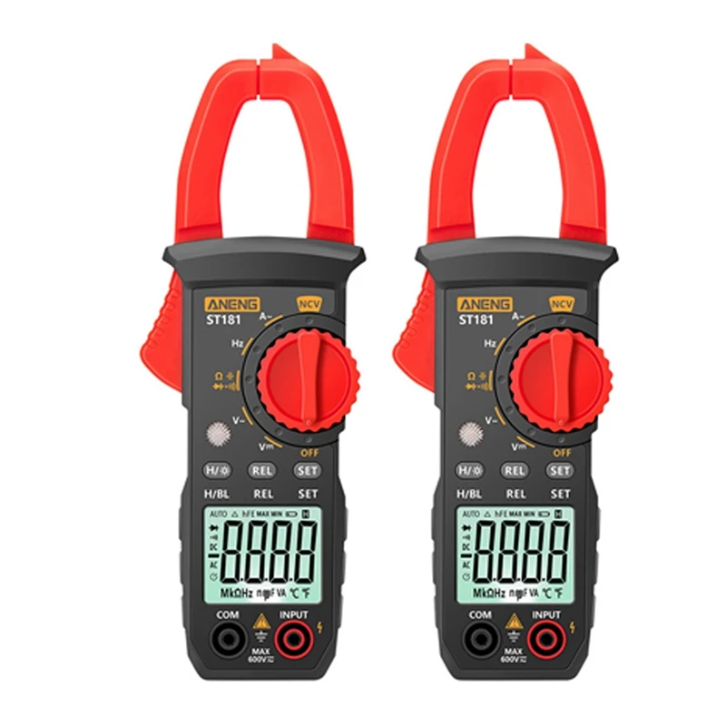 

HLZS-2X ANENG ST181 Digital Clamp Meter DC/AC Current 4000 Counts Multimeter Ammeter Voltage Tester Car Amp Hz Capacitance