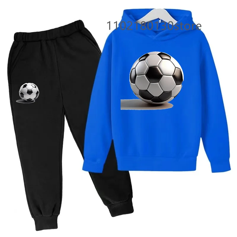 Football sport Hoodie tops+Pants Set Toddler Coat spring autumn Children's 3-13 Year Boy Girl Sweatshirt leisure Clothing