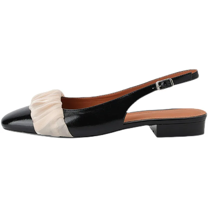 

Best-selling brand sandals 2022 summer new Baotou back empty sandals women's lace flat heels fashion square toe outer wear mules