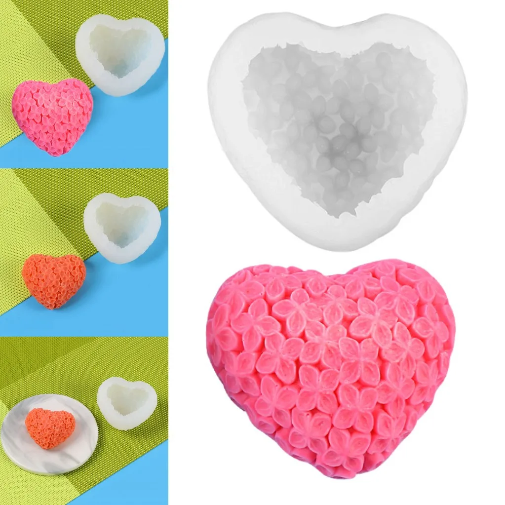 

Big Size Silicone Flowers Fondant Chocolate Mould Heart Love Aromatherapy Candle Soap Gift Making Mould Cake Decor Baking Mold