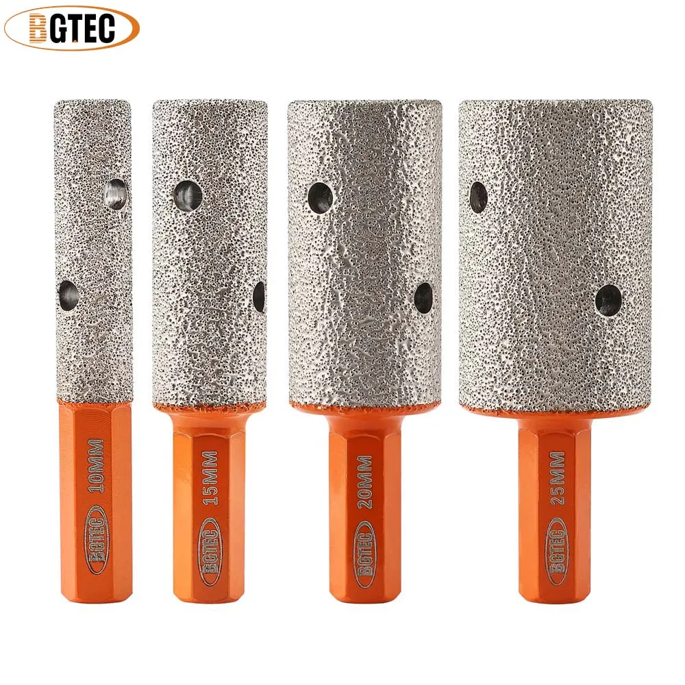 Алмазные насадки BGTEC с шестигранным хвостовиком 10/15/20/25 мм фрезерная корона