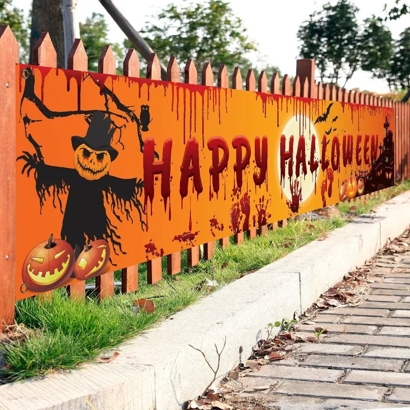 

Halloween Decorations Banner Pumpkin Scary Terror Bloody Hand Footprint Yard Banner Halloween Indoor Outdoor Hanging Decoration