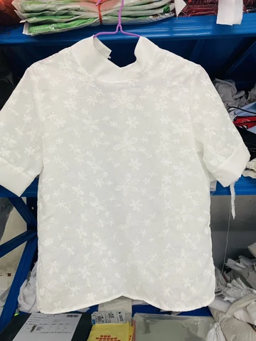 Vintage Tops Mujer Women Blouse Solid Summer Shirt Embroidery Flower Patchwork Chic Tunic Fashion Oversized White Blouses Blusas