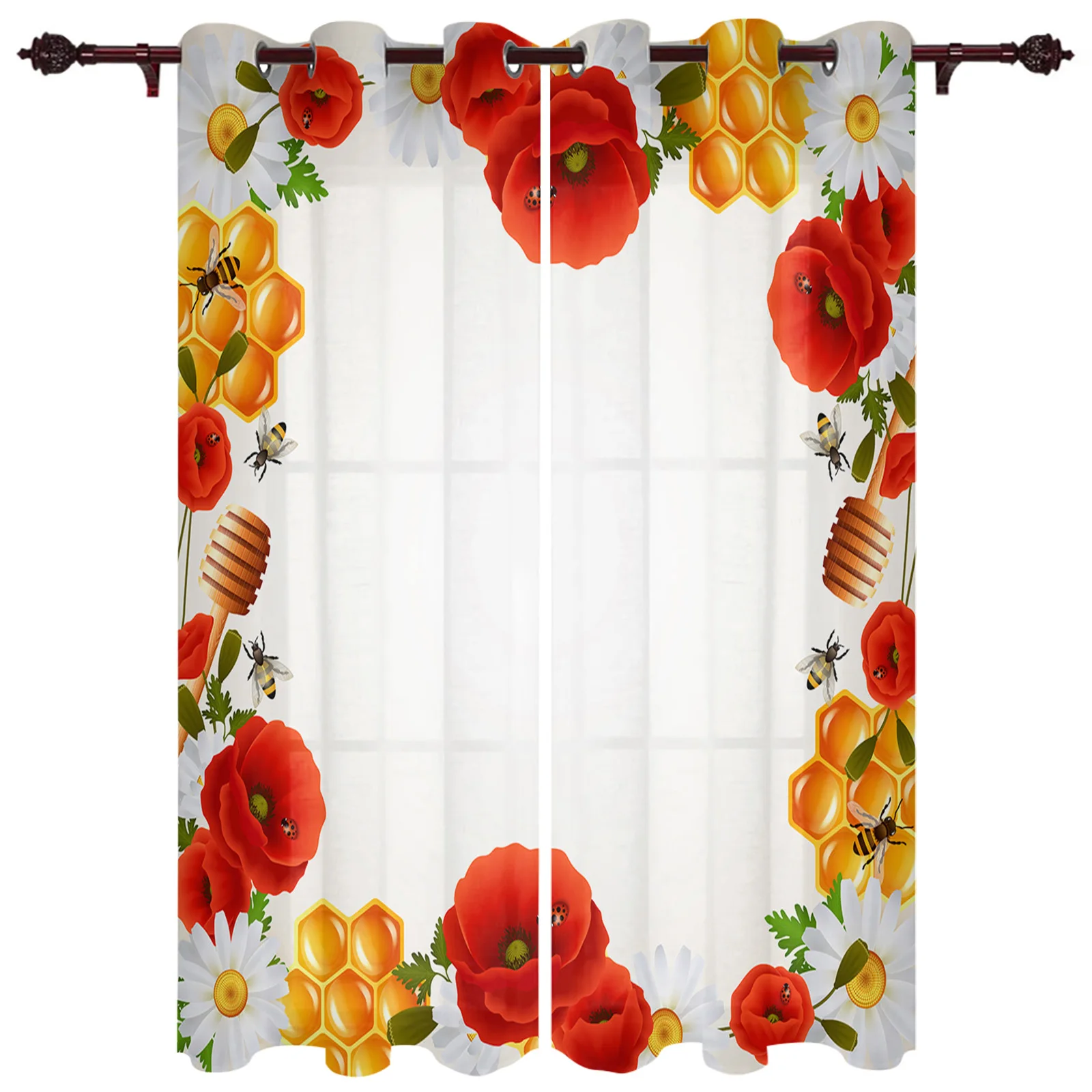

Современные оконные шторы с пчелами и маргаритками, роскошные занавески для гостиной, спальни, дверные занавески