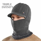 Новая зимняя мужская шапка TRIPLE INFINITY, теплая ветрозащитная мужская шапка с защитой ушей, маска для лица, интегрированная вязаная шапка от солнца