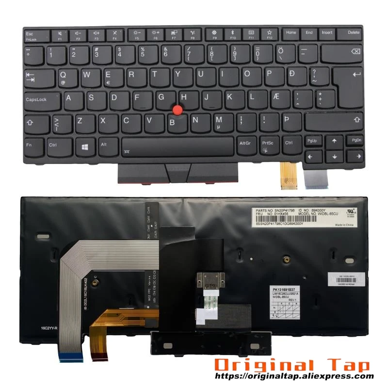 Клавиатура с подсветкой IS Islandandic для Lenovo Thinkpad T470 A475 T480 A485 01AX503 01AX544 01AX585 01HX435 01HX475