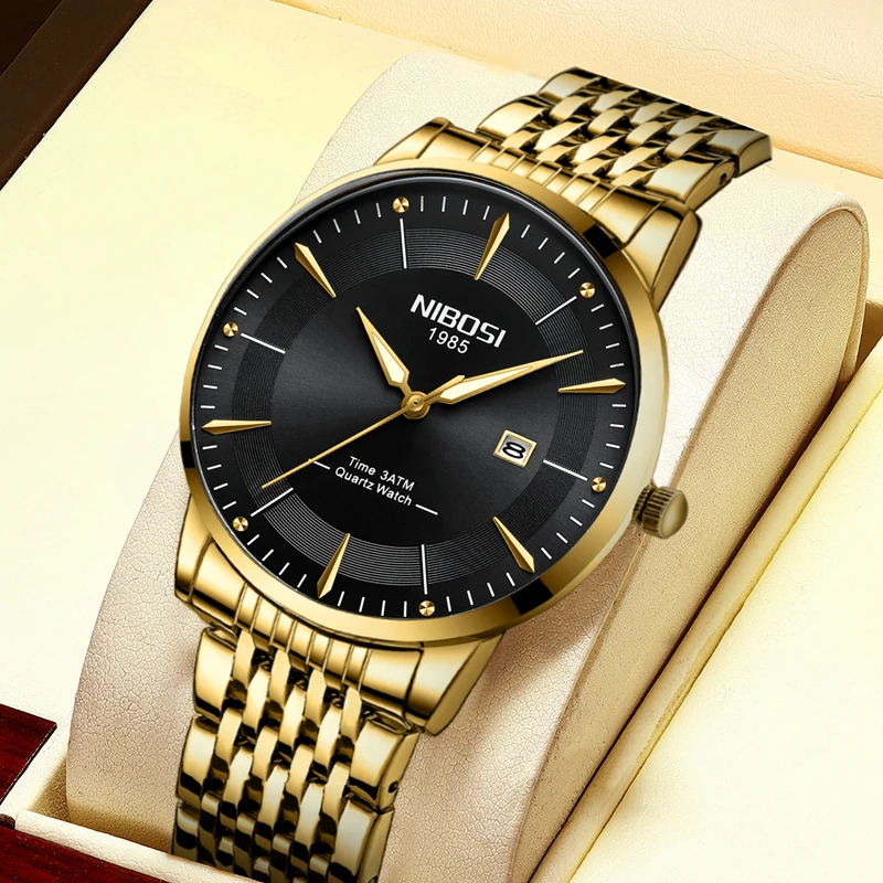 

NIBOSI Men Watch Stainless Steel Top Quailty Luxury Simple Clock Waterproof Luminous Date Sport Wrist Watches Relogio Masculino