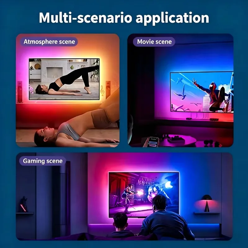Комплект светодиодной подсветки Epistar DreamColor 4K 120 Гц для ТВ, ПК, домашнего кинотеатра с Wi-Fi и управлением через приложение, для игр и создания музыкальной атмосферы (art.: 3920db608d0dd) - 3920db608d0dd