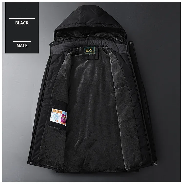Men's Thick Fleece Winter Jacket Outerwear Oversize Coat Fleece Down Warm Parka Male Waterproof Jacket Plus Size 8XL 9XL