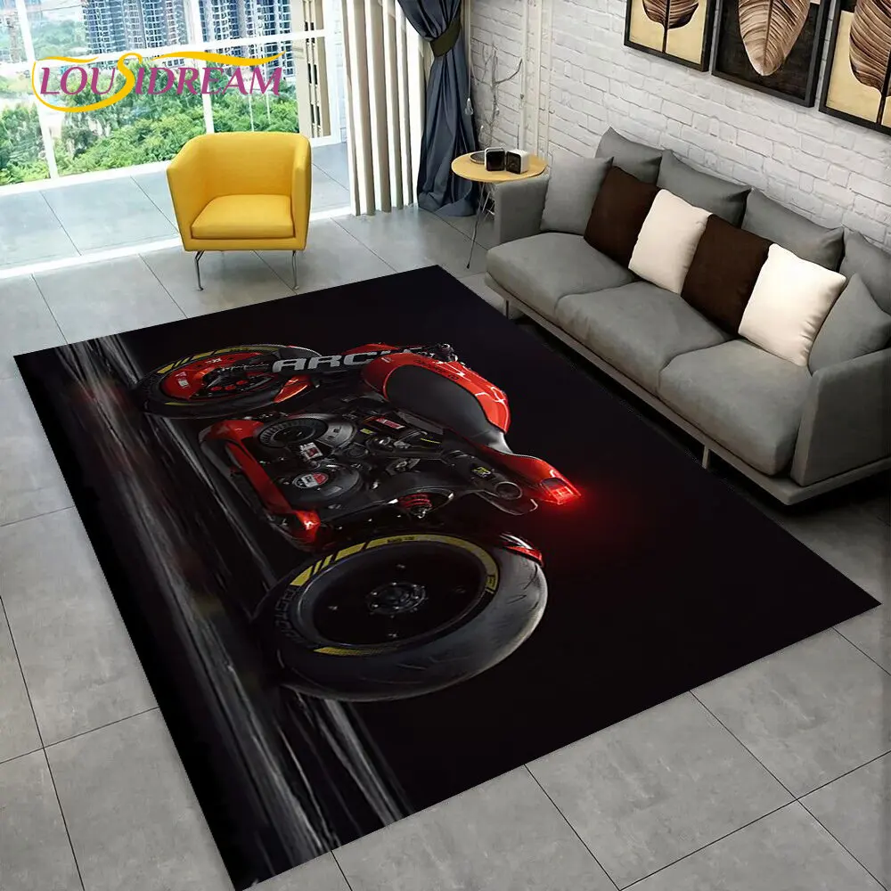 

3D Cyberpunk Concept Motorcycle Cartoon Area Rug,Carpet for Living Room Bedroom Sofa Doormat Decoration,kids Non-slip Floor Mat