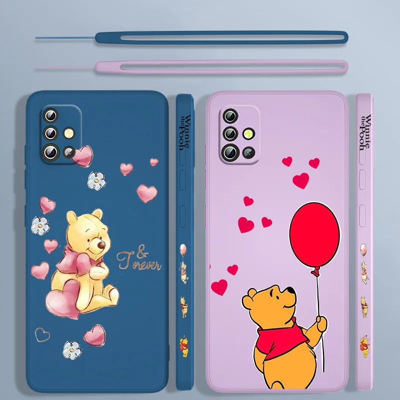 

Disney Winnie the Pooh LOVE For Samsung A73 A72 A54 A53 A52 A42 A34 A33 A32 A23 A22 A14 A13 A12 Liquid Left Rope Phone Case