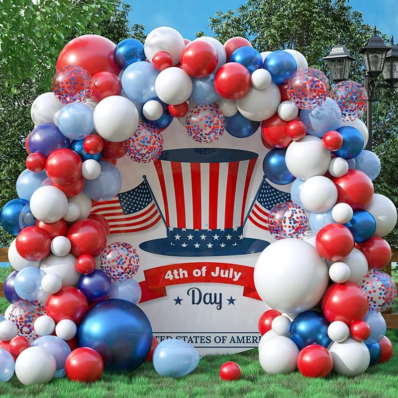 

145pcs Red White and Blue Balloon Garland Arch Kit for Nautical Party Baseball Party 4th of July Independence Day Decorations