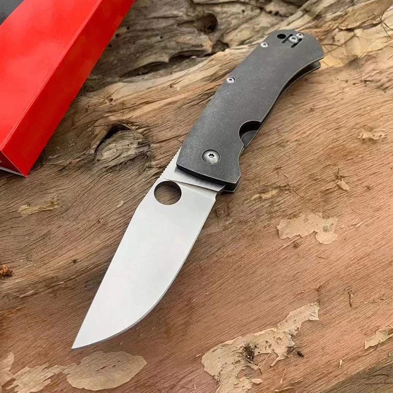 Titanium Alloy Handle Folding Knife D2 Blade High Quality Hardness Outdoor Security Defense Pocket Military Knives EDC Tool