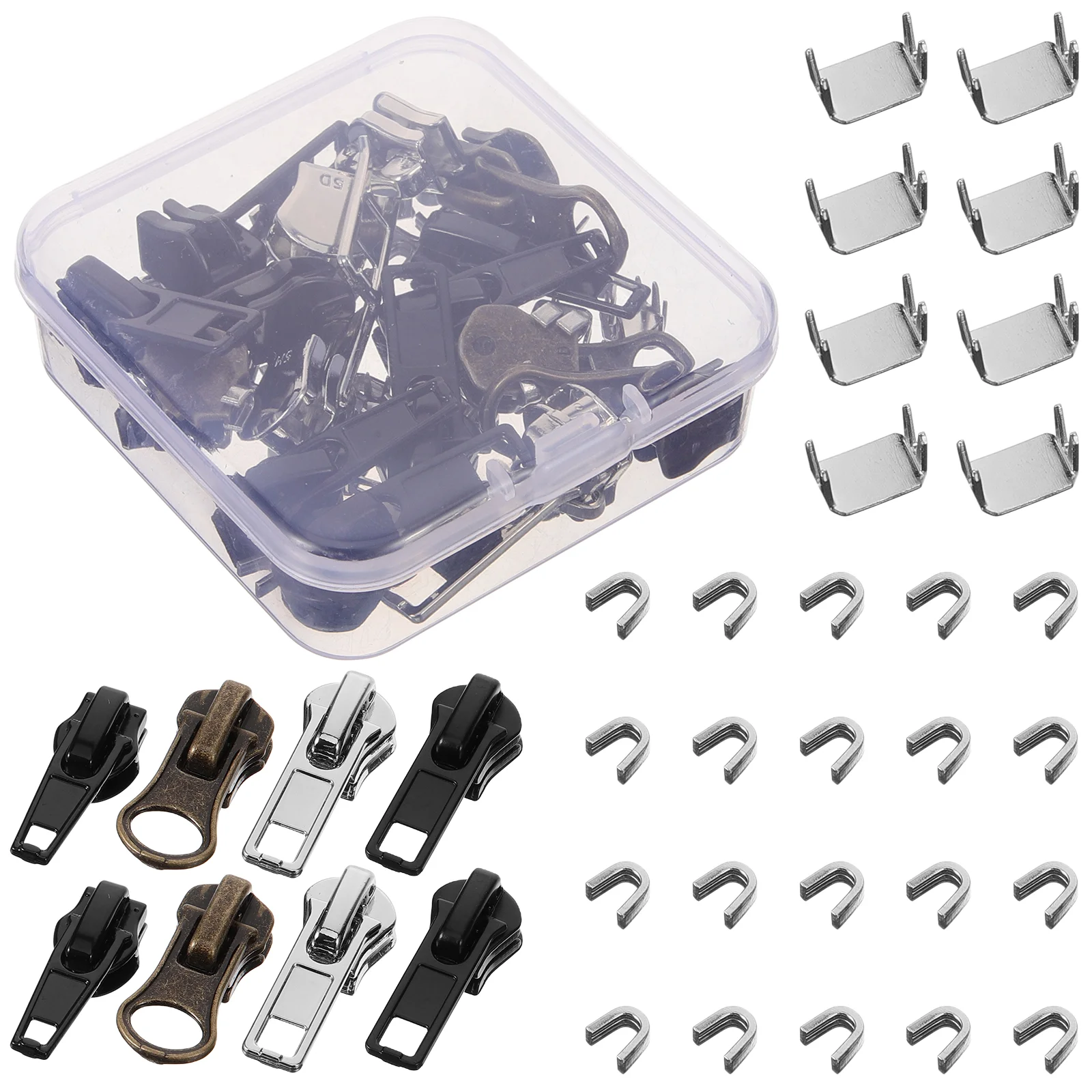 

An Fittings Zipper Slider Replacement Multi-purpose Heads 61 Piece Set Repair Kit Pull Metal Suitcase Pulls