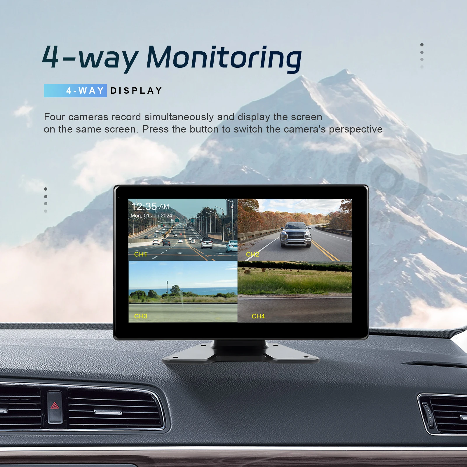 Видеорегистратор Podofo 10 1 дюйма 4 камеры Android Wi-Fi