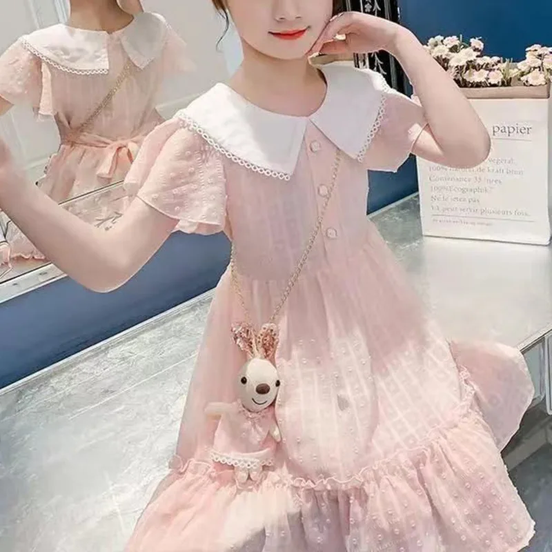 

Детский летний костюм Лолиты, Повседневное платье средней длины для девочек, детские платья для подроствечерние вечерний сарафан принцесс...