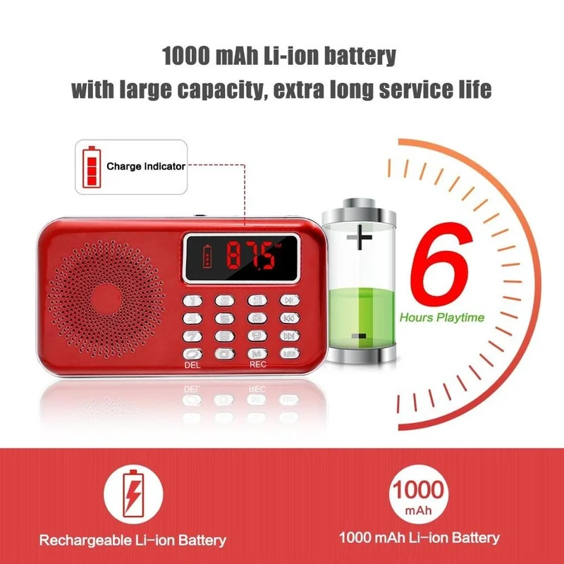 Портативный многополосный мини-радиоприемник FM стерео динамик рекордер MP3-плеер