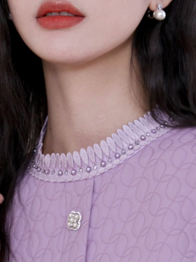 Buoubuou 2024 осеннее новое стеганое платье из мериносового флиса с торговым центром