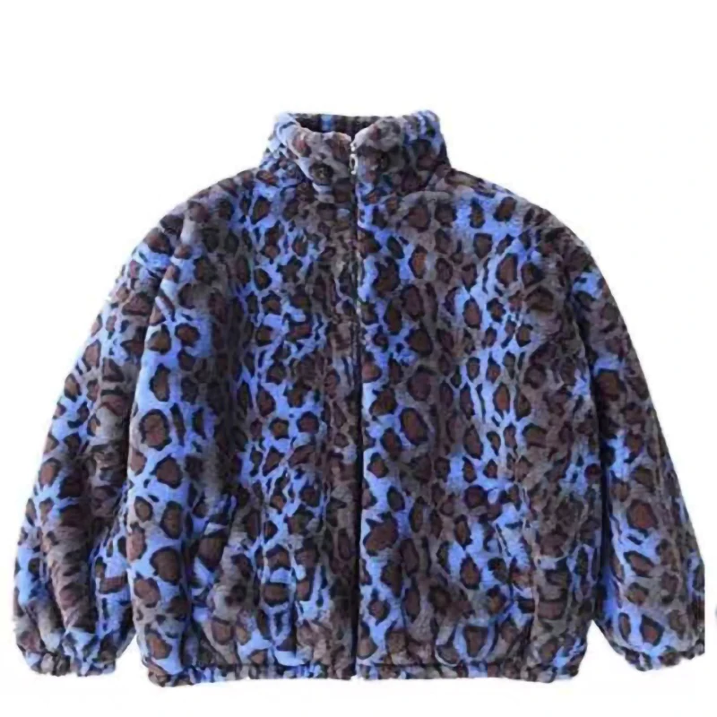 Winter Fashion Women oversized Colorful Leopard Print Faux Fur Coat Women Long Sleeve Zip Up Warm Soft Fluffy Korean Jacket