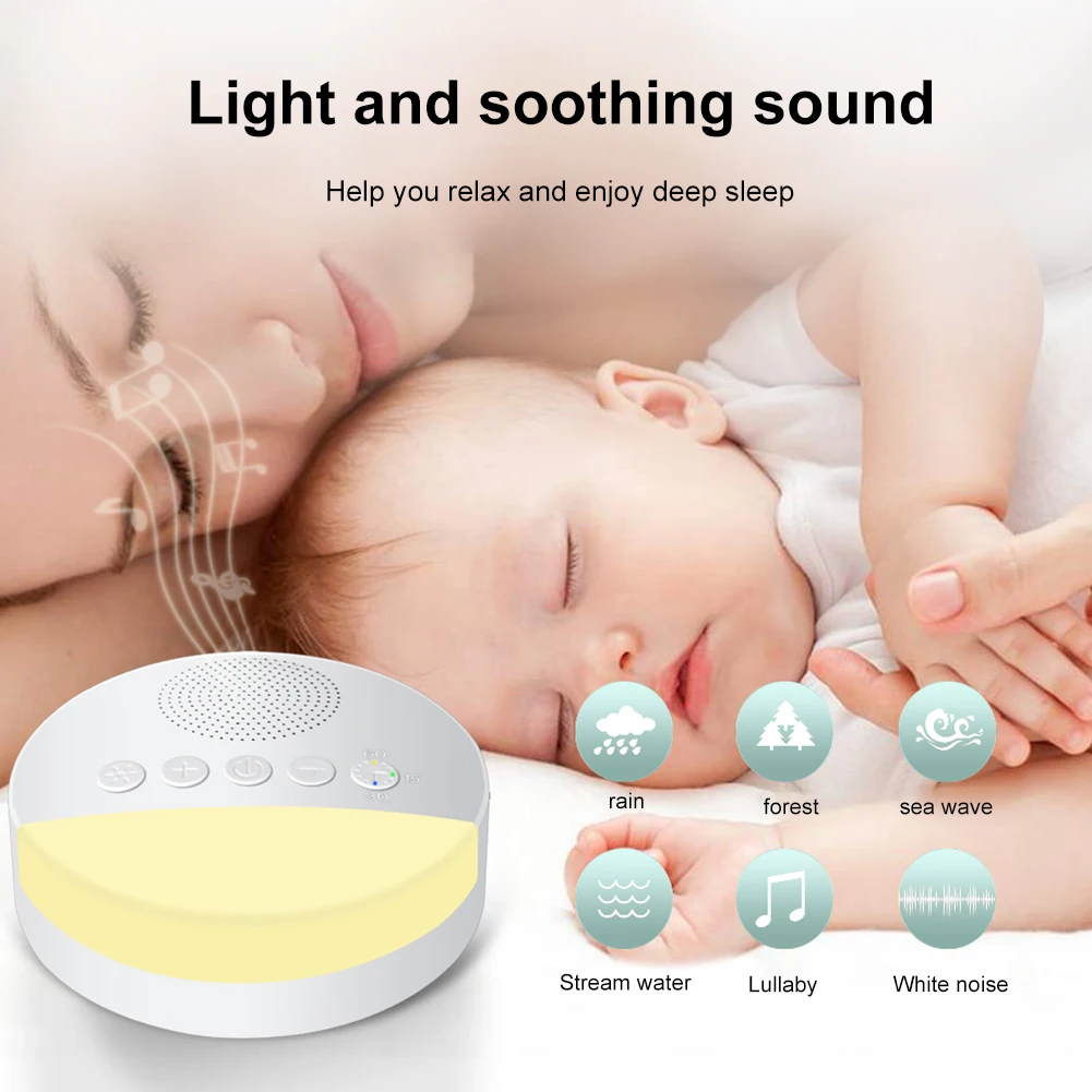 

Baby White Noise Machine USB Rechargeable Timed Shutdown Sleep Machine Baby Sleep Sound Player Night Light Timer Noise Player