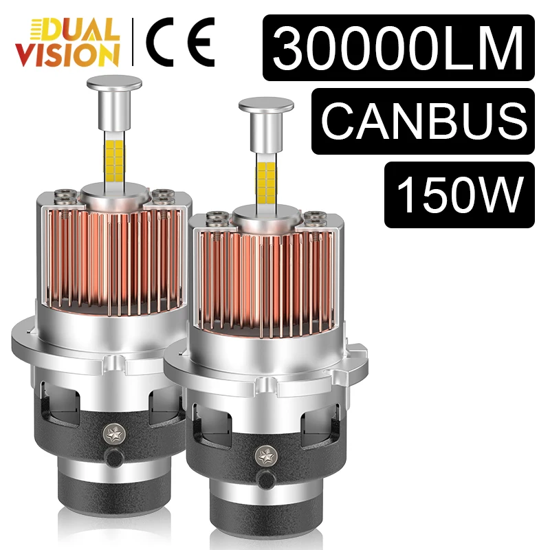 Фото D2S D4S 360 Светодиодные фонари 30000LM 150W HID D2R D4R Светодиодные Canbus ксеноновые 360 градусов CSP ЧИП Турбо Автомобильные фары для линз проектора №1