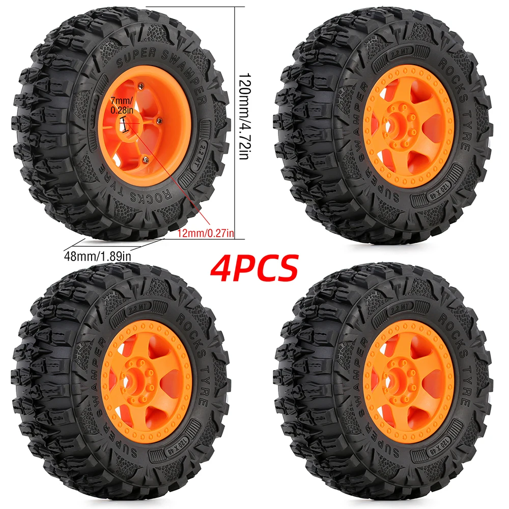 

AUSTARHOBBY 2.2in 1/10 RC Crawler Beadlock Wheels and Tires Rims Set Mud Tire for Axial SCX10 TRX4 TRX-6 Short Course Truck