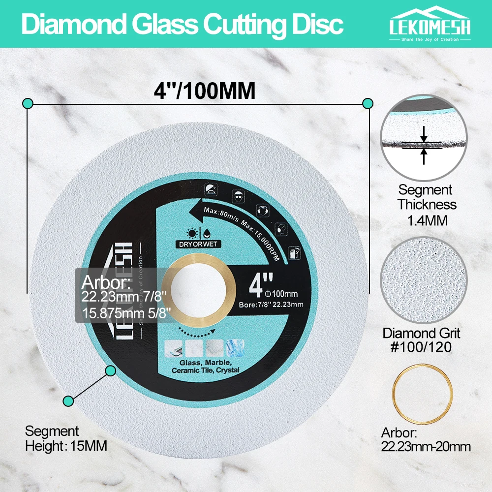 Алмазное лезвие для пилы LEKOMESH dia100мм/4 дюйма стекла нефрита хрусталя вина