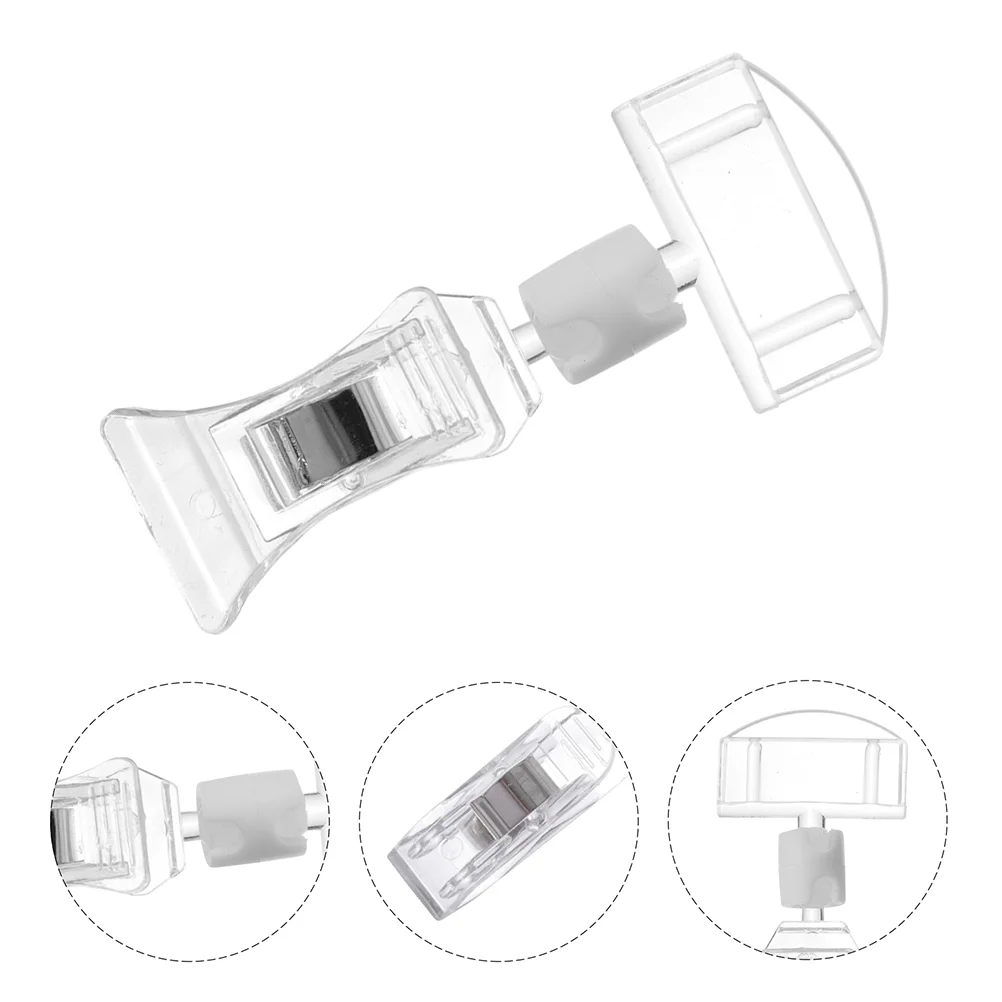 

10 Pcs Acrylic Advertising Folder Price Tag Holder Adjustable Stand Commodity Clip Supermarket Clamp Food Sign Labels