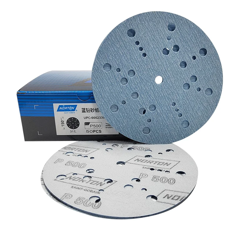 Norton Disc Sandpaper 6 Inch 31 Holes 150mm, Dry Application For Sanding Old Paint Surfaces, Metal And Wood Polishing