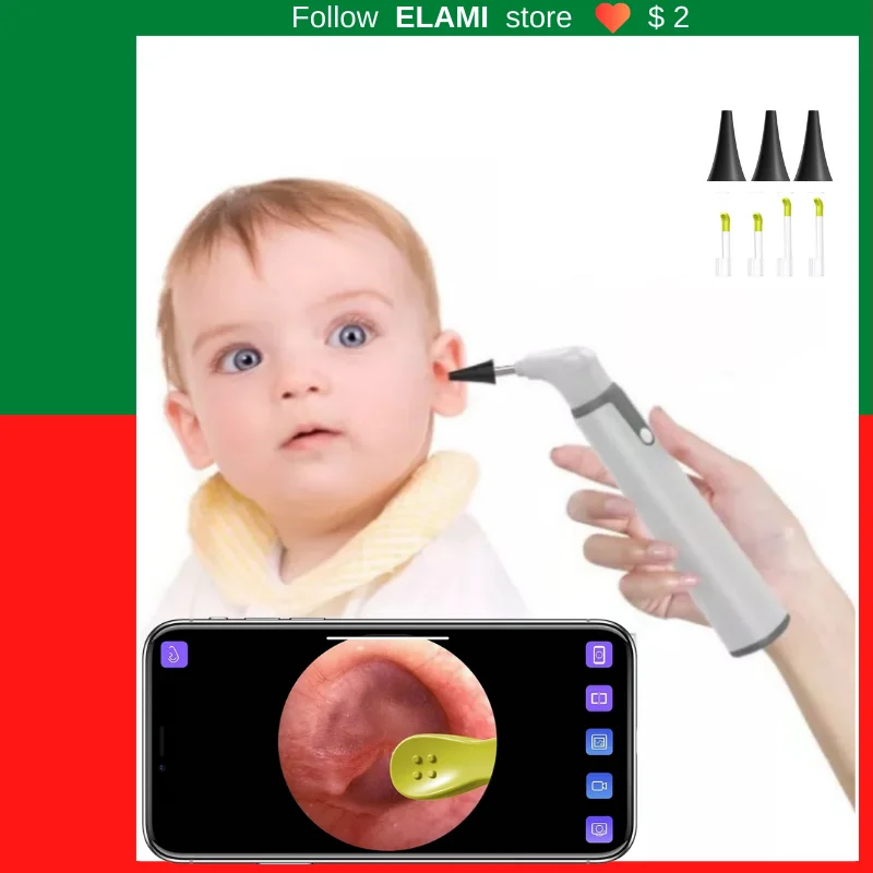 

Auriscope Otoscope ELAMI WIFI Essential for Family Doctor 3.9mm HD Visual Ear Spoon Connection to Mobile Phone Easy to Operate