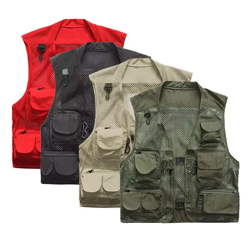 Fly Men Fishing Vest Quick-Drying Mesh Waistcoat Tactical Military Camping Vest Outdoor Waistcoats with Multi Pocket